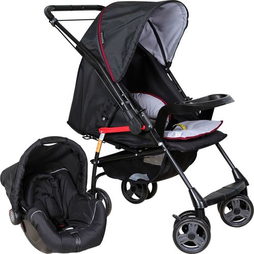 Conjunto Galzerano Carrinho De Bebe Milano Reversivel Ii Bebe Conforto Piccolina Preto Cinza Novo Mundo Mobile
