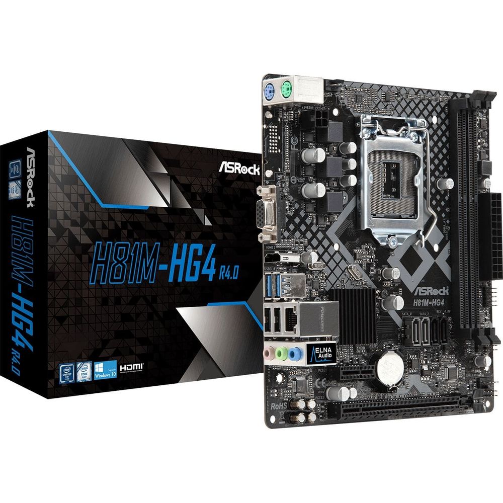 Placa-Mãe AsRock LGA1150 Chipset Intel H81 PCI Express  PCIe   VGA HDMI mATX DDR3L - Novo Mundo Mobile