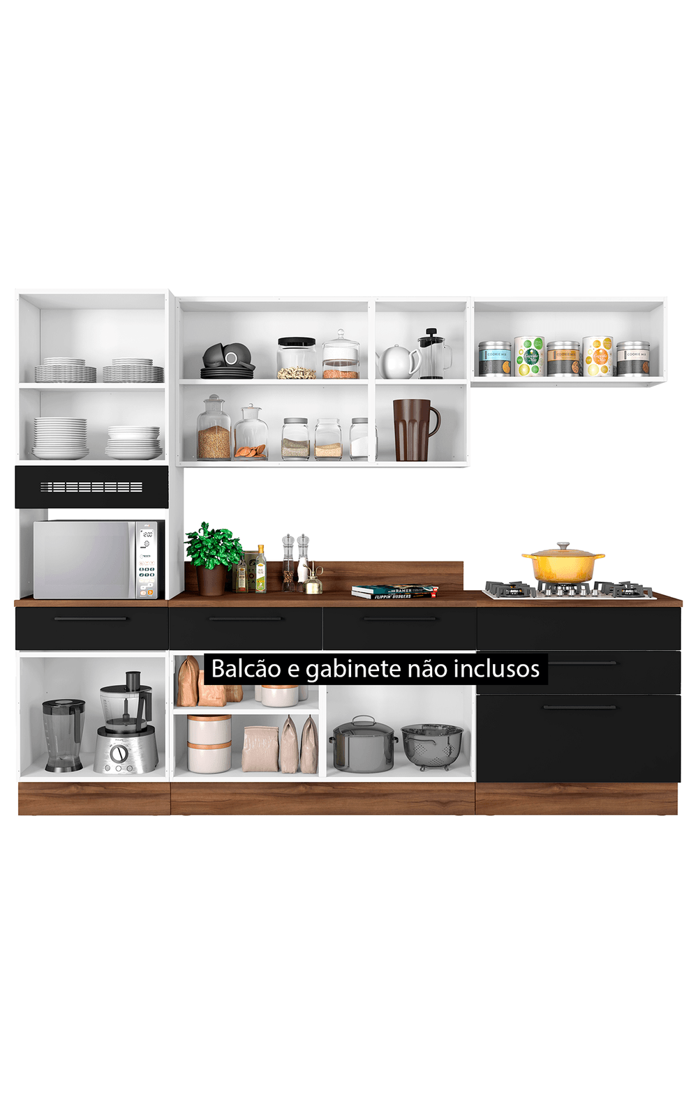 Foto 2 - Cozinha Exclusive em Aço 3 Peças 6 Portas 1 Gaveta Com Vidro Itatiaia
