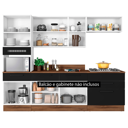 Cozinha Exclusive em Aço 3 Peças 6 Portas 1 Gaveta Com Vidro Itatiaia
