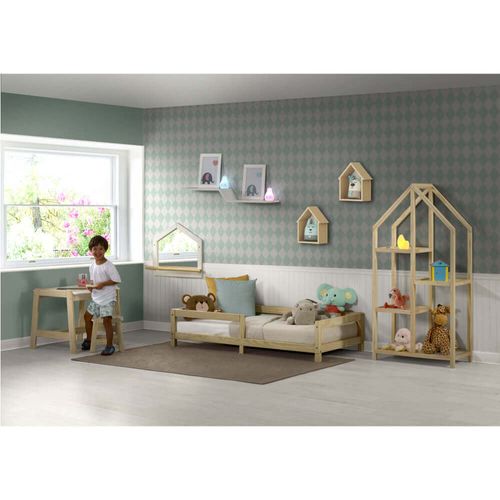 Mini Cama Montessoriana Versa com Grade Natural - Casatema Menor preço em Mini Cama Montessoriana Versa com Grade Natural - Casatema