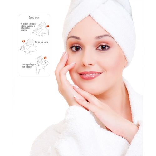 Touca de Banho Felpudo Liso Branco Menor preço em Touca de Banho Felpudo Liso Branco