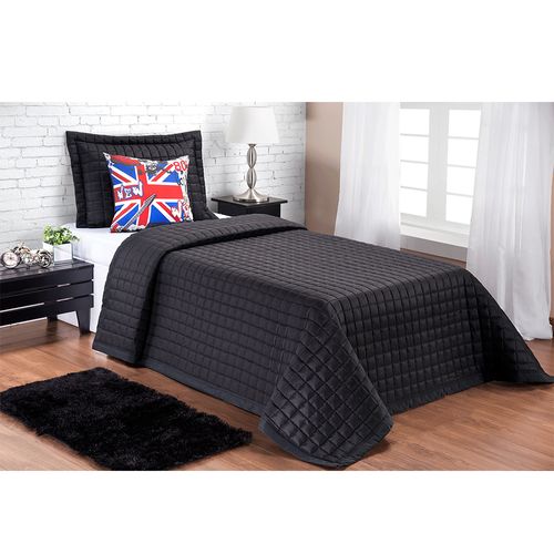 Kit Colcha Solteiro Rock Preta Casaborda 4 peças Menor preço em Kit Colcha Solteiro Rock Preta Casaborda 4 peças