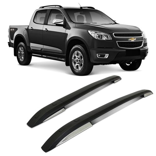 Rack Teto Longarina Chevrolet S10 CD 2013 a 2018 Preto com Adesivos Cromados 02 Peças Menor preço em Rack Teto Longarina Chevrolet S10 CD 2013 a 2018 Preto com Adesivos Cromados 02 Peças