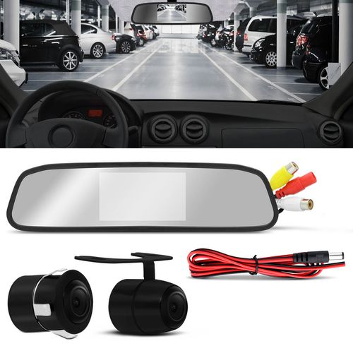Kit Retrovisor Interno Tela LCD TFT 4.3 Polegadas 12V com Câmera Ré 2 em 1 Colorida Multilaser Menor preço em Kit Retrovisor Interno Tela LCD TFT 4.3 Polegadas 12V com Câmera Ré 2 em 1 Colorida Multilaser