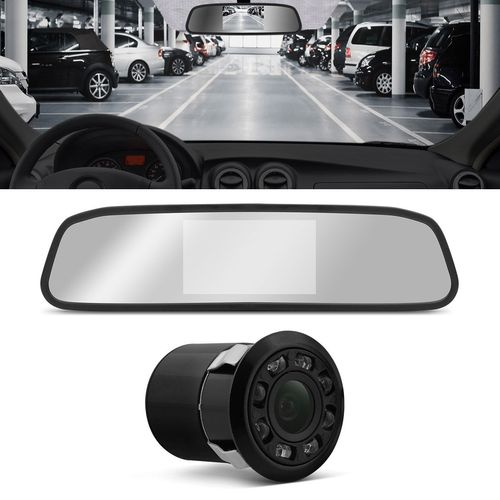 Kit Retrovisor Interno Tela LCD 4.3 Polegadas Universal com Câmera de Ré Colorida e Visão Noturna Menor preço em Kit Retrovisor Interno Tela LCD 4.3 Polegadas Universal com Câmera de Ré Colorida e Visão Noturna