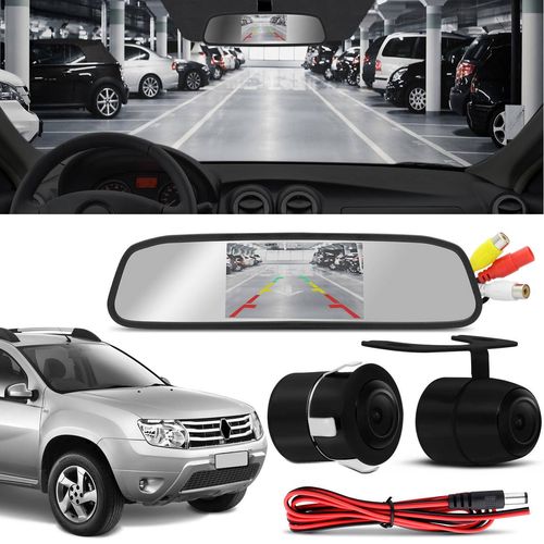 Kit Espelho Retrovisor Interno Com Câmera de Ré Renault Sandero e Duster Preta Tela LCD 4,3 Pol Menor preço em Kit Espelho Retrovisor Interno Com Câmera de Ré Renault Sandero e Duster Preta Tela LCD 4,3 Pol