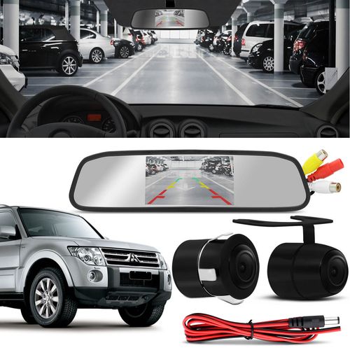 Kit Espelho Retrovisor Interno Com Câmera de Ré Mitsubishi L200 Pajero Lancer Preta Tela LCD 4,3 Pol Menor preço em Kit Espelho Retrovisor Interno Com Câmera de Ré Mitsubishi L200 Pajero Lancer Preta Tela LCD 4,3 Pol
