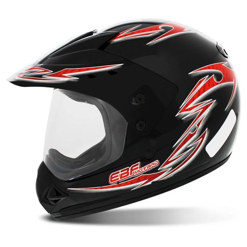 Capacete Fechado Motocross EBF Motard Street Preto e Vermelho - Tamanho 58 Menor preço em Capacete Fechado Motocross EBF Motard Street Preto e Vermelho - Tamanho 58