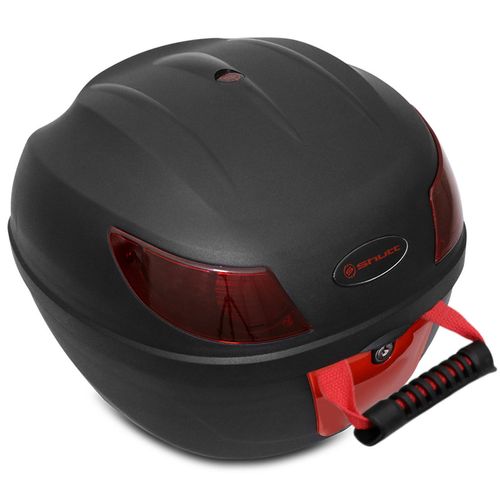 Baú Bauleto Moto 26 Litros Shutt Universal Preto e Vermelho Bagageiro Chave Base Fixação Refletores Menor preço em Baú Bauleto Moto 26 Litros Shutt Universal Preto e Vermelho Bagageiro Chave Base Fixação Refletores