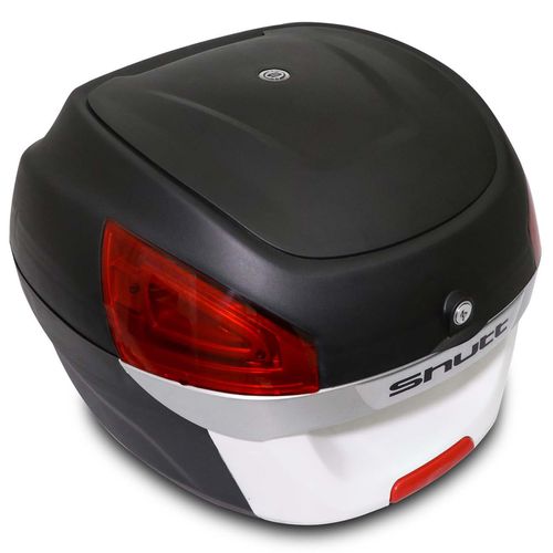 Baú Moto Bauleto 29 Litros Shutt Universal Preto e Branco Bagageiro Com Chave Base de Fixação 28 30 Menor preço em Baú Moto Bauleto 29 Litros Shutt Universal Preto e Branco Bagageiro Com Chave Base de Fixação 28 30