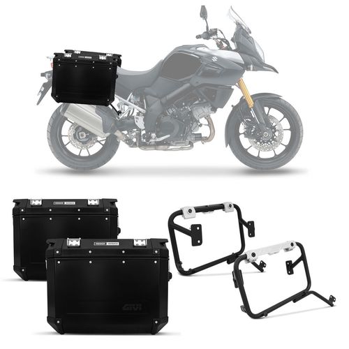 Kit Baú Moto Bauleto Givi 48 Litros V-Strom 1000 2014 2015 + Bagageiro Suporte Baú Menor preço em Kit Baú Moto Bauleto Givi 48 Litros V-Strom 1000 2014 2015 + Bagageiro Suporte Baú