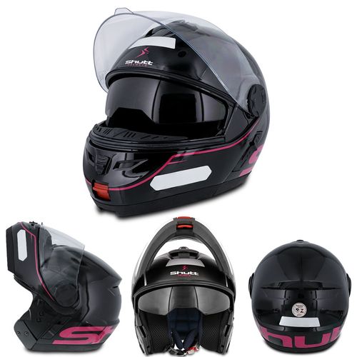 Capacete Escamoteavel Robocop Articulado Preto Rosa Verde Vermelho Cinza Shutt BlackMax - Tamanho 56 Preto e Rosa Menor preço em Capacete Escamoteavel Robocop Articulado Preto Rosa Verde Vermelho Cinza Shutt BlackMax - Tamanho 56 Preto e Rosa