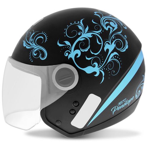 Capacete Aberto EBF City Penelope Feminino Preto Fosco Azul - Tamanho 60 Menor preço em Capacete Aberto EBF City Penelope Feminino Preto Fosco Azul - Tamanho 60
