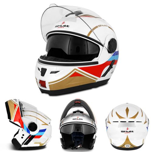 Capacete Escamoteavel Robocop Articulado Branco Dourado Vermelho Azul Shutt ThurderBird - Branco e Azul Tamanho 58 é ruim? Capacete Escamoteavel Robocop Articulado Branco Dourado Vermelho Azul Shutt ThurderBird - Branco e Azul Tamanho 58 é boa?