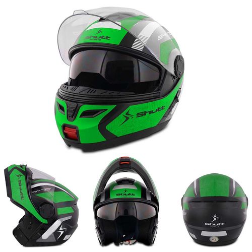 Capacete Escamoteavel Robocop Articulado Preto Fosco Vermelho Verde Laranja Azul Shutt SH-70 - Preto Fosco e Verde Tamanho 58 Menor preço em Capacete Escamoteavel Robocop Articulado Preto Fosco Vermelho Verde Laranja Azul Shutt SH-70 - Preto Fosco e Verde Tamanho 58