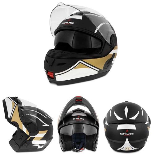 Capacete Escamoteavel Robocop Articulado Preto Fosco Vermelho Verde Dourado Shutt ThurderBird - Preto Fosco e Dourado Tamanho 60 é boa?