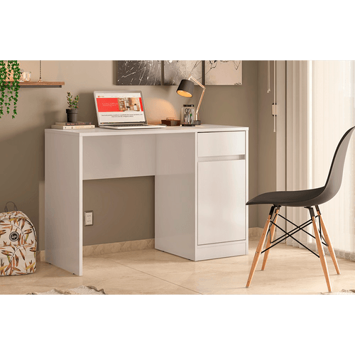 Escrivaninha Office em MDP, 1 Porta, 1 Gaveta, Puxador Embutido - Morada Menor preço em Escrivaninha Office em MDP, 1 Porta, 1 Gaveta, Puxador Embutido - Morada