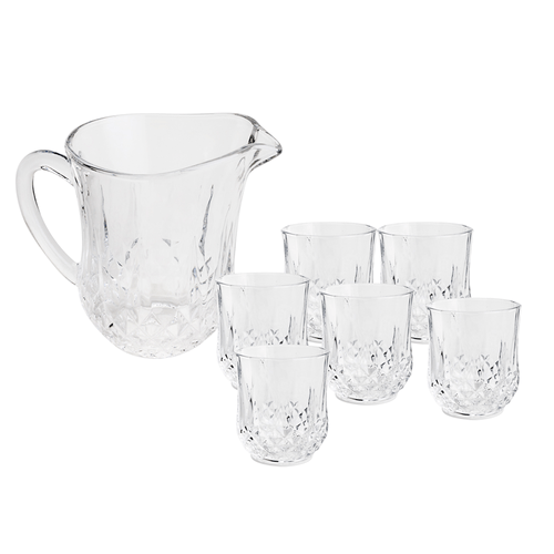 Conjunto Jarra e Copo Bon Gourmet Louise, 7 Peças, Vidro - 26811 Menor preço em Conjunto Jarra e Copo Bon Gourmet Louise, 7 Peças, Vidro - 26811