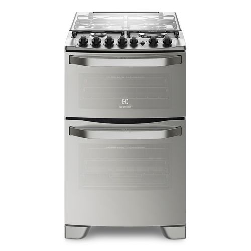 Fogão de Piso 4 Bocas Electrolux, 2 Fornos, Tripla Chama, Prata - 56DXQ Menor preço em Fogão de Piso 4 Bocas Electrolux, 2 Fornos, Tripla Chama, Prata - 56DXQ