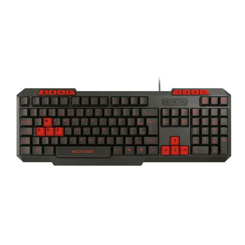 Teclado Gamer Com Hotkeys Multimídia Slim Preto/Vermelho Multilaser - TC242 Menor preço em Teclado Gamer Com Hotkeys Multimídia Slim Preto/Vermelho Multilaser - TC242