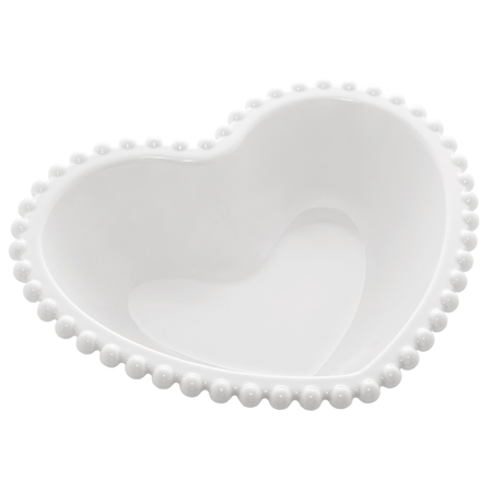 Saladeira Porcelana Coração Beads, Branco, 18x15x5cm - 28494
