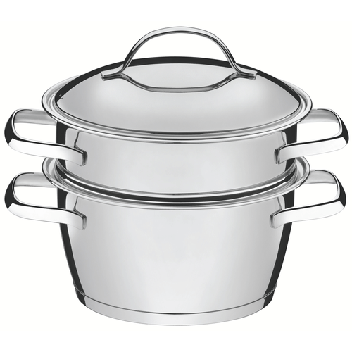 Cuscuzeira Allegra Tramontina, 2 Peças, Aço Inox, Com Alças e Tampa - 65650050 Menor preço em Cuscuzeira Allegra Tramontina, 2 Peças, Aço Inox, Com Alças e Tampa - 65650050