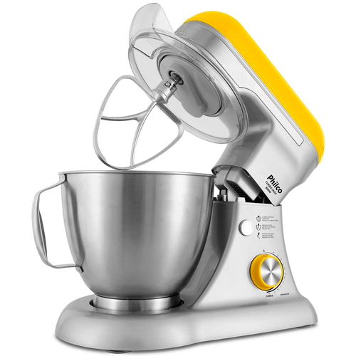 Batedeira Planetária Philco, 12 Velocidades Turbo, 4.5 litros, 800W, Amarelo/Prata - PBP800AM Menor preço em Batedeira Planetária Philco, 12 Velocidades Turbo, 4.5 litros, 800W, Amarelo/Prata - PBP800AM