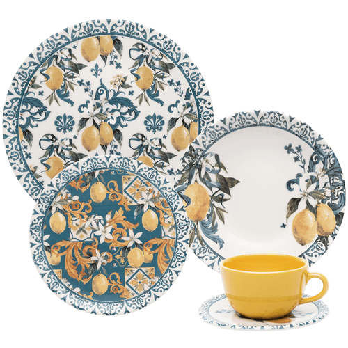 Conjunto de Pratos Siciliano, 20 peças, Cerâmica, Colorido - AY20-5609 Menor preço em Conjunto de Pratos Siciliano, 20 peças, Cerâmica, Colorido - AY20-5609