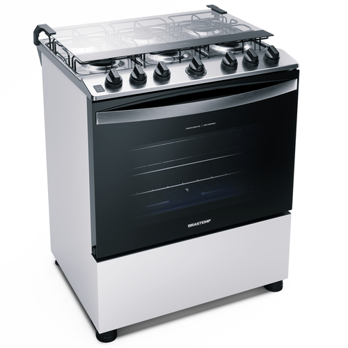 Fogão 6 Bocas de Piso Brastemp, Botões Removíveis, Exclusivo Aro Protetor, Branco - BFS6NCBUNA - Bivolt Menor preço em Fogão 6 Bocas de Piso Brastemp, Botões Removíveis, Exclusivo Aro Protetor, Branco - BFS6NCBUNA - Bivolt