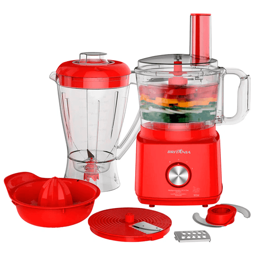 Multiprocessador Britânia, 900W, 2 Velocidades + Função Pulsar, Vermelho, 1,2l - BMP900V Menor preço em Multiprocessador Britânia, 900W, 2 Velocidades + Função Pulsar, Vermelho, 1,2l - BMP900V