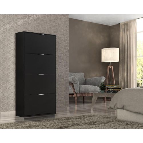 Sapateira Safira Preta 4 Gavetas Menor preço em Sapateira Safira Preta 4 Gavetas