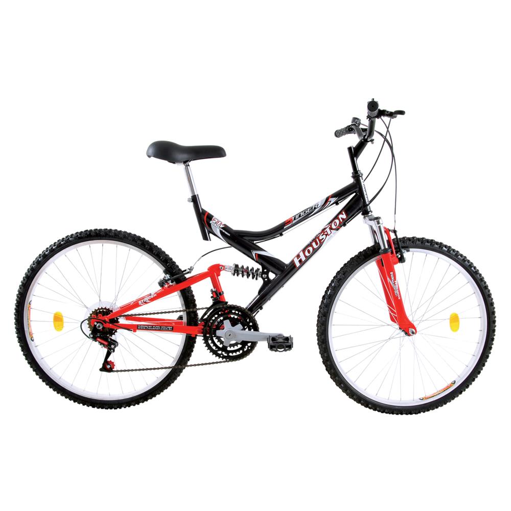 Bicicleta Aro 26 Houston Stinger Preto / Vermelha, 21 Marchas, Freio V