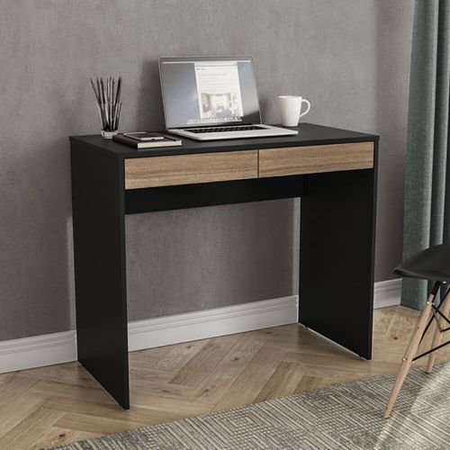 Mesa Tijuca para Escritório com 2 Gavetas - Preto/Castanho Menor preço em Mesa Tijuca para Escritório com 2 Gavetas - Preto/Castanho