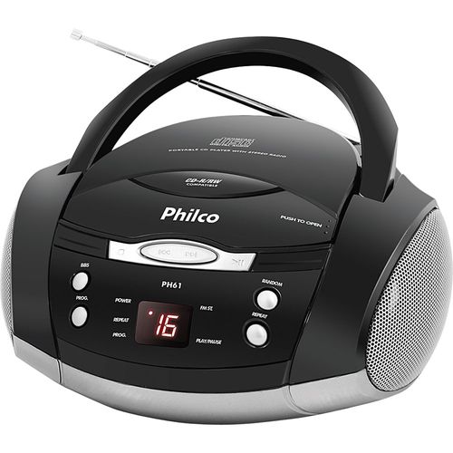 Rádio com CD. MP3. FM. Potência 3.4W RMS e Entrada Auxiliar Philco PH61 Menor preço em Rádio com CD. MP3. FM. Potência 3.4W RMS e Entrada Auxiliar Philco PH61
