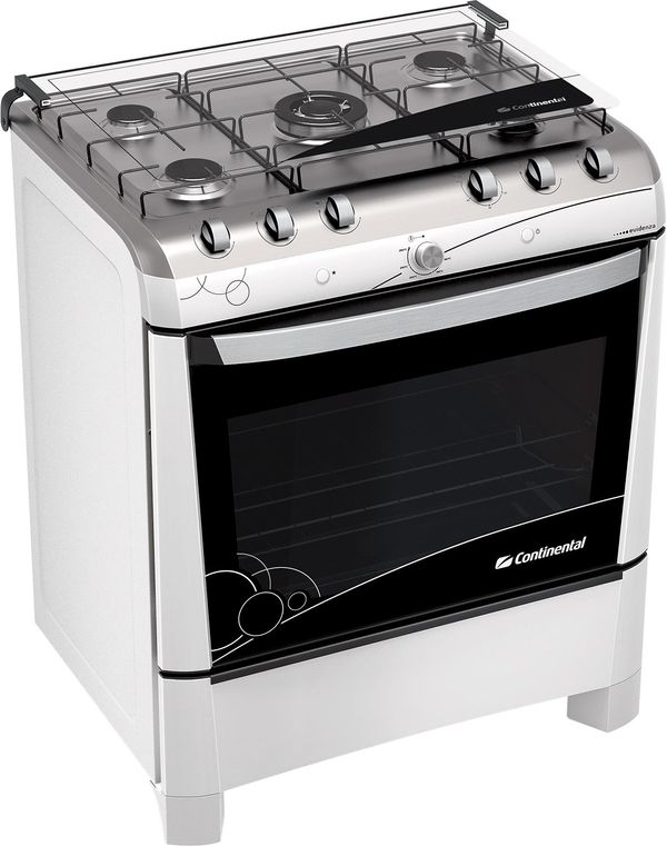 Fogão 5 Bocas de Piso Continental Evidenza Tripla Chama Branco Bivolt - FGCT005 Bivolt