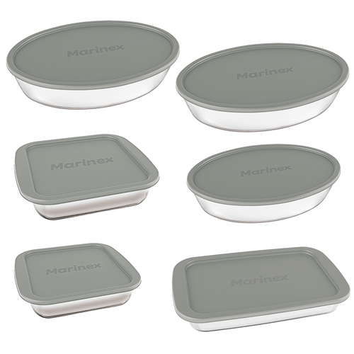 Jogo de Assadeiras Marinex, 6 Peças, Com Tampa, Vidro - 6901 Menor preço em Jogo de Assadeiras Marinex, 6 Peças, Com Tampa, Vidro - 6901