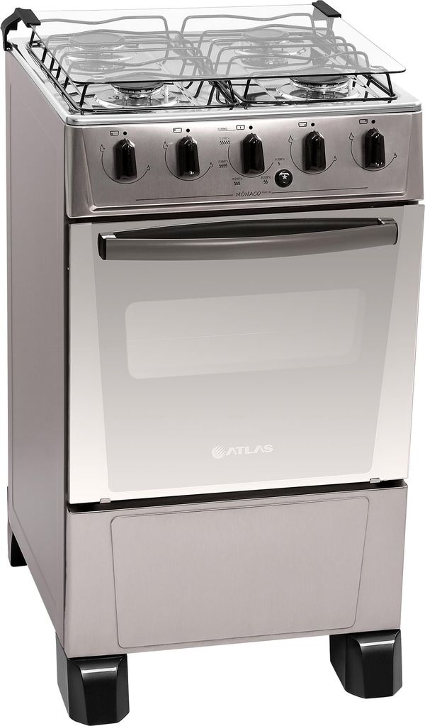 Fogão 4 Bocas de Piso Atlas Mônaco Inox Bivolt - VS13 Bivolt