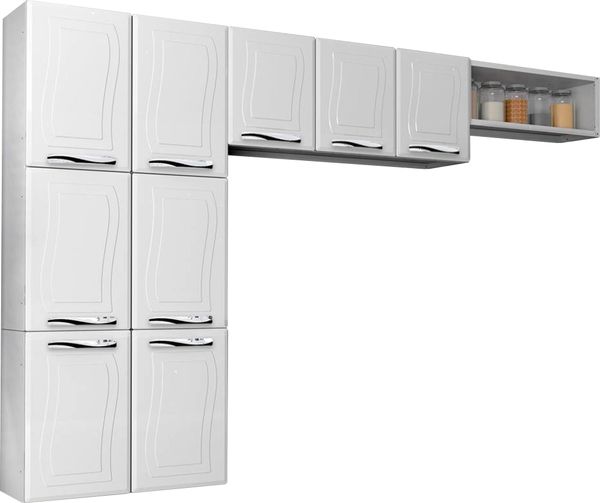Cozinha de Aço Colormaq 3 Peças, 9 Portas - Ipanema Fit P6PAP3P Branco