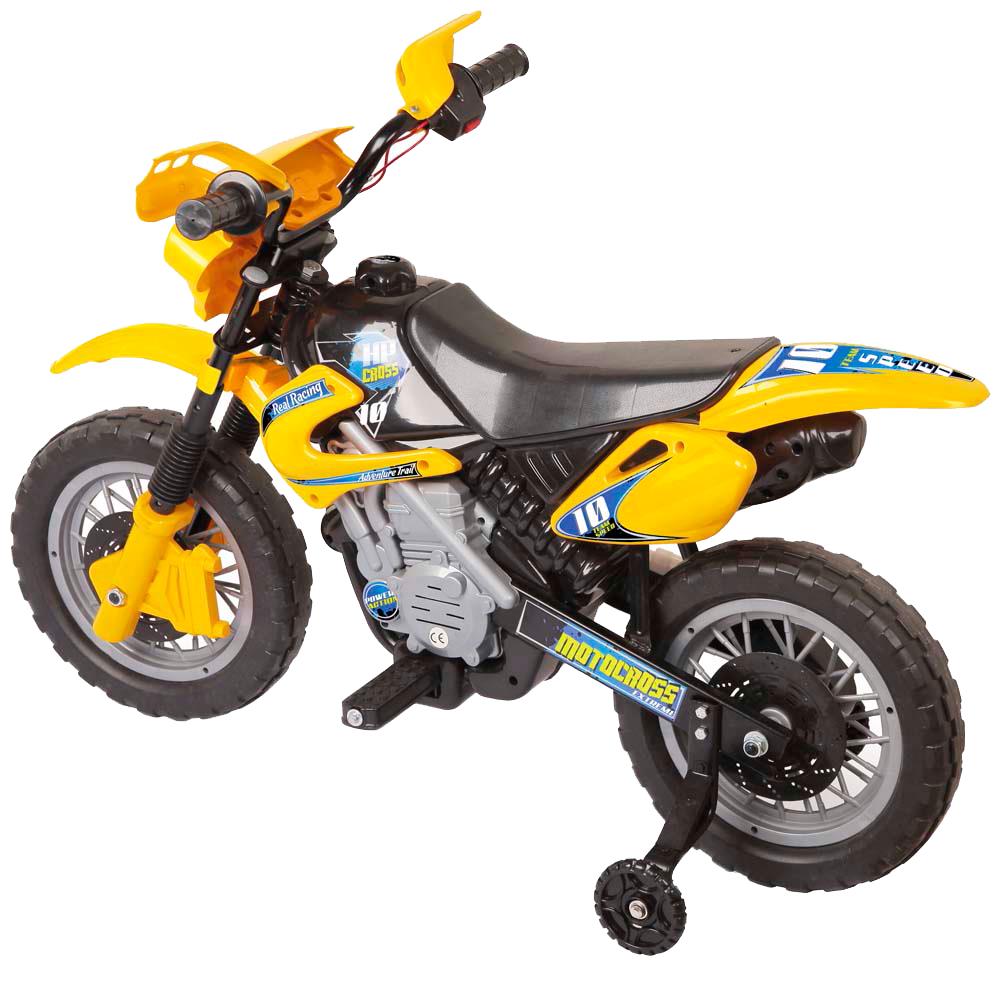 Moto Elétrica Infantil Motocross Homeplay Amarela Com Rodinhas 245