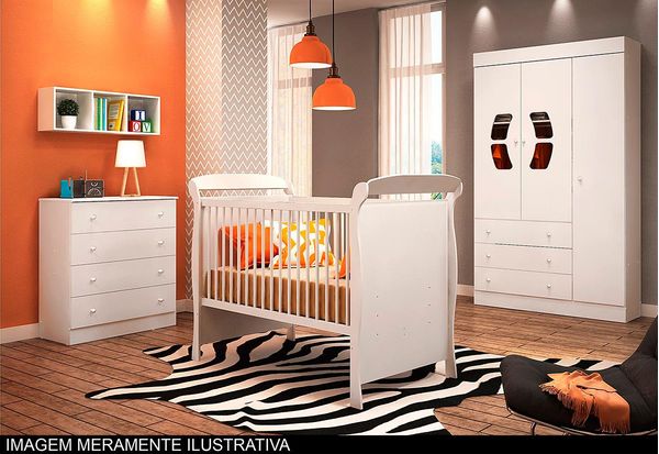 Cômoda 100% MDF com 4 Gavetas - Móveis Canaã Belly Branco