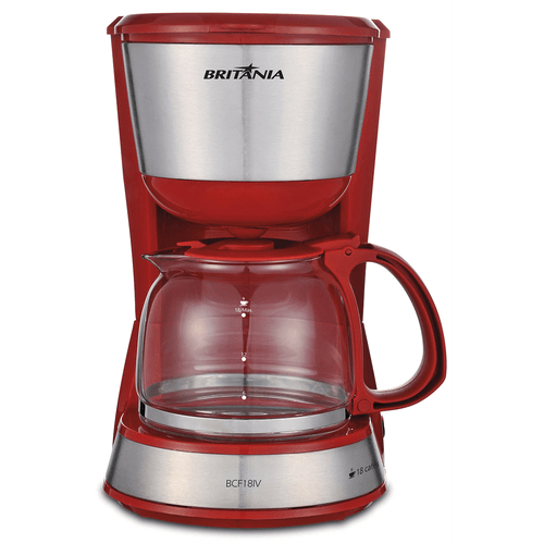 Cafeteira Elétrica Britânia, 550W, Placa Aquecedora, 18 Xícaras, Inox Plus, Vermelha - BCF18IV Menor preço em Cafeteira Elétrica Britânia, 550W, Placa Aquecedora, 18 Xícaras, Inox Plus, Vermelha - BCF18IV
