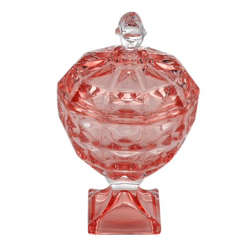 Potiche Decorativo Wolff Diamant, Cristal, Com Tampa, Rose, 12x19cm Menor preço em Potiche Decorativo Wolff Diamant, Cristal, Com Tampa, Rose, 12x19cm