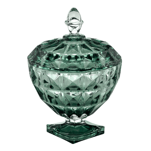 Potiche Decorativo Wolff Diamant, Cristal, Com Tampa, Verde, 12x19cm - 27700 Menor preço em Potiche Decorativo Wolff Diamant, Cristal, Com Tampa, Verde, 12x19cm - 27700