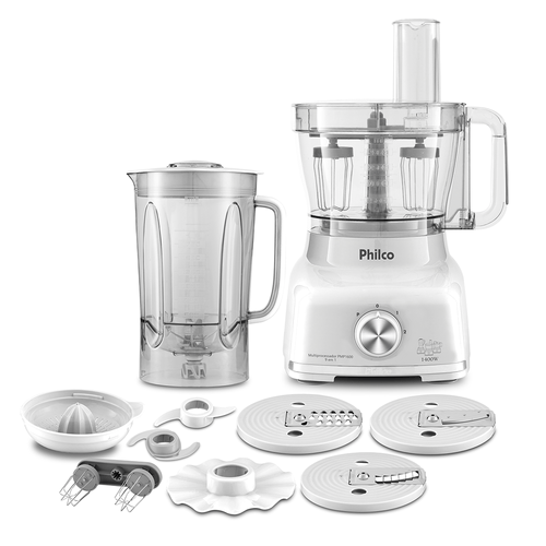 Multiprocessador Philco, 2 Velocidades + Pulsar, 1400W, Branco - PMP1600B Menor preço em Multiprocessador Philco, 2 Velocidades + Pulsar, 1400W, Branco - PMP1600B