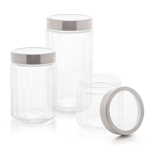 Conjunto Porta Mantimentos, 3 Peças com Tampa, Aço Inox - 45001 Menor preço em Conjunto Porta Mantimentos, 3 Peças com Tampa, Aço Inox - 45001