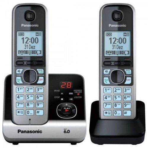 Telefone Sem Fio Com Base + Ramal Preto/prata Panasonic Menor preço em Telefone Sem Fio Com Base + Ramal Preto/prata Panasonic