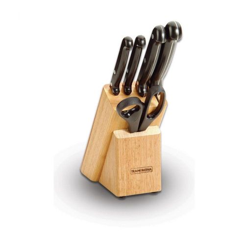 Kit 6 Facas Ultracorte Inox/Preto e Suporte de Madeira Menor preço em Kit 6 Facas Ultracorte Inox/Preto e Suporte de Madeira