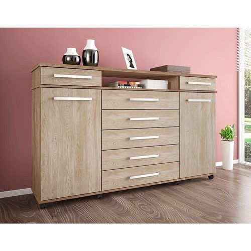 Cômoda Atlanta D01 2 Portas e 7 Gavetas Nogal vanilla Touch Menor preço em Cômoda Atlanta D01 2 Portas e 7 Gavetas Nogal vanilla Touch