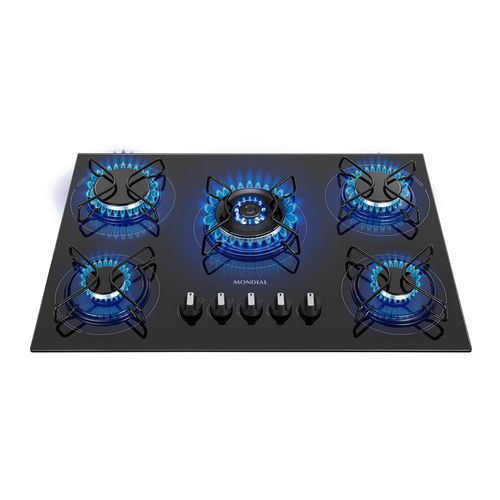 Cooktop a Gás 5 Bocas Tripla Chama Mondial CTG-03 Bivolt Menor preço em Cooktop a Gás 5 Bocas Tripla Chama Mondial CTG-03 Bivolt